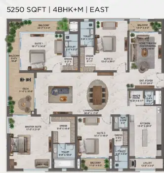 One by MSN Apartment 4 BHK floor plan 5250 square feet by MSN Realty located at Neopolis, Kokapet, Hyderabad Telangana