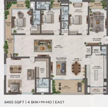 One by MSN Apartment 4 BHK floor plan 6465 square feet by MSN Realty located at Neopolis, Kokapet, Hyderabad Telangana