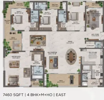 One by MSN Apartment 4 BHK floor plan 7460 square feet by MSN Realty located at Neopolis, Kokapet, Hyderabad Telangana