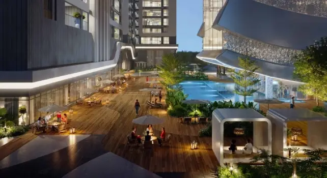 One by MSN Apartment pool deck area by MSN Realty located at Neopolis, Kokapet, Hyderabad Telangana